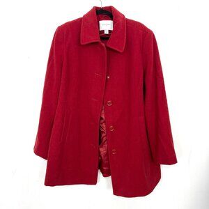 Jaclyn Smith Wool Blend Coat Red Button Front 1X
